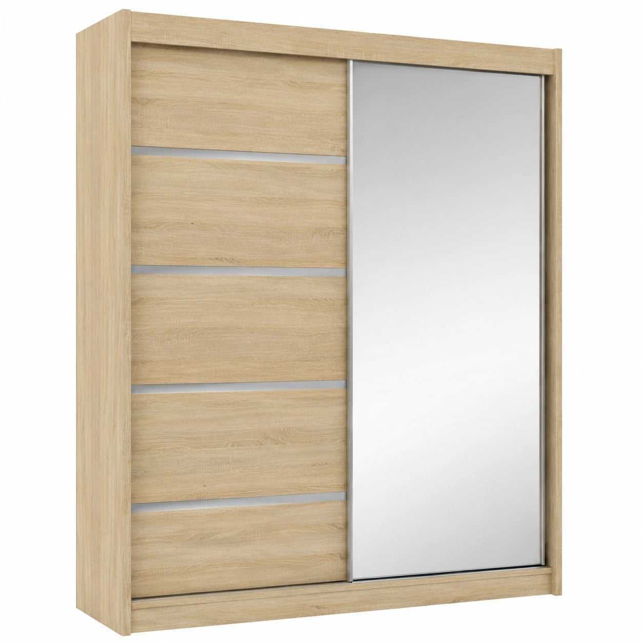 Moderner Kleiderschrank mit Spiegel und Schiebetüren, 120 cm, Farbton Sonoma
