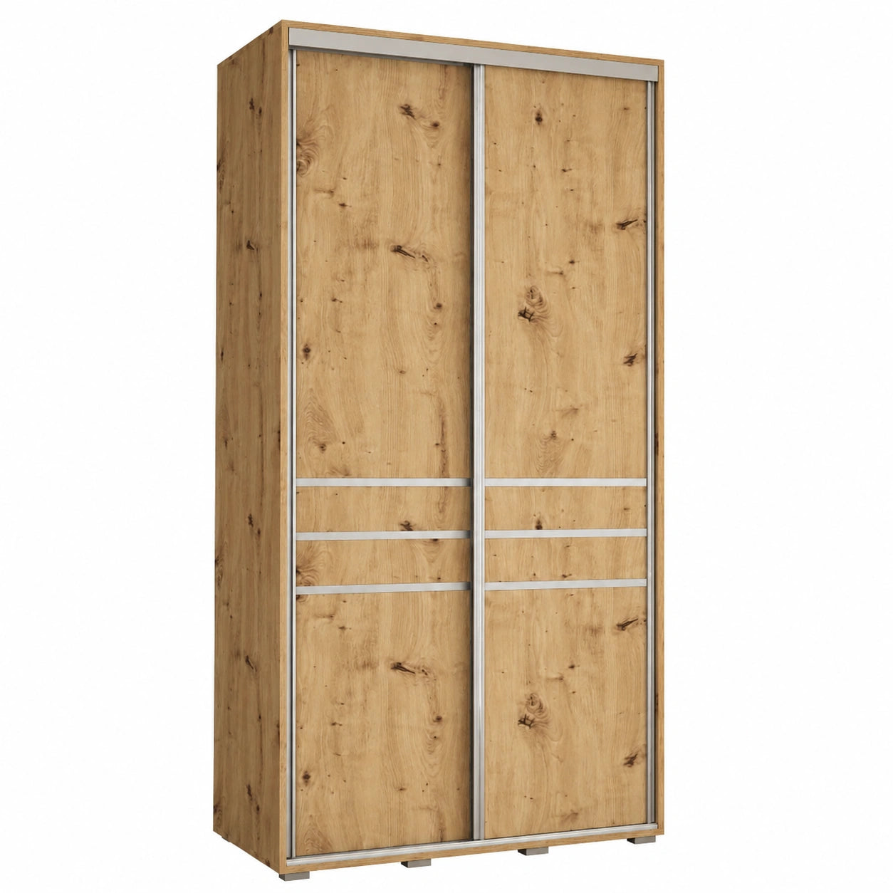 Moderner Schlafzimmer-Schrank mit Schiebetüren, Kleiderstange und Regalen - 235,2x110x45 cm - Artisan Silber