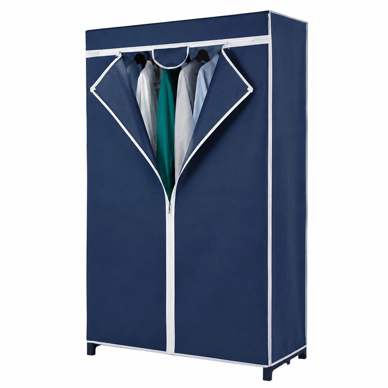 WENKO Stoffschrank Air, atmungsaktive Textilaufbewahrung, robustes Metallgestell, einfacher Aufbau, 75 x 150 x 50 cm, Navy