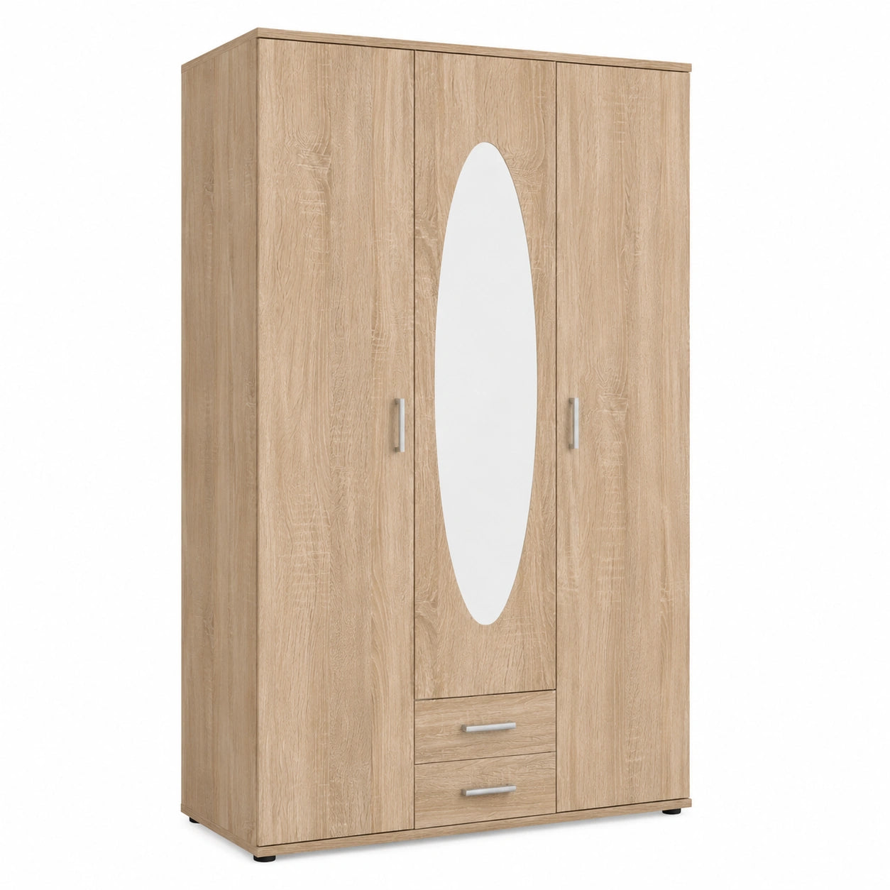 Moderner 3-türiger Kleiderschrank in Eiche Sonoma mit Spiegel