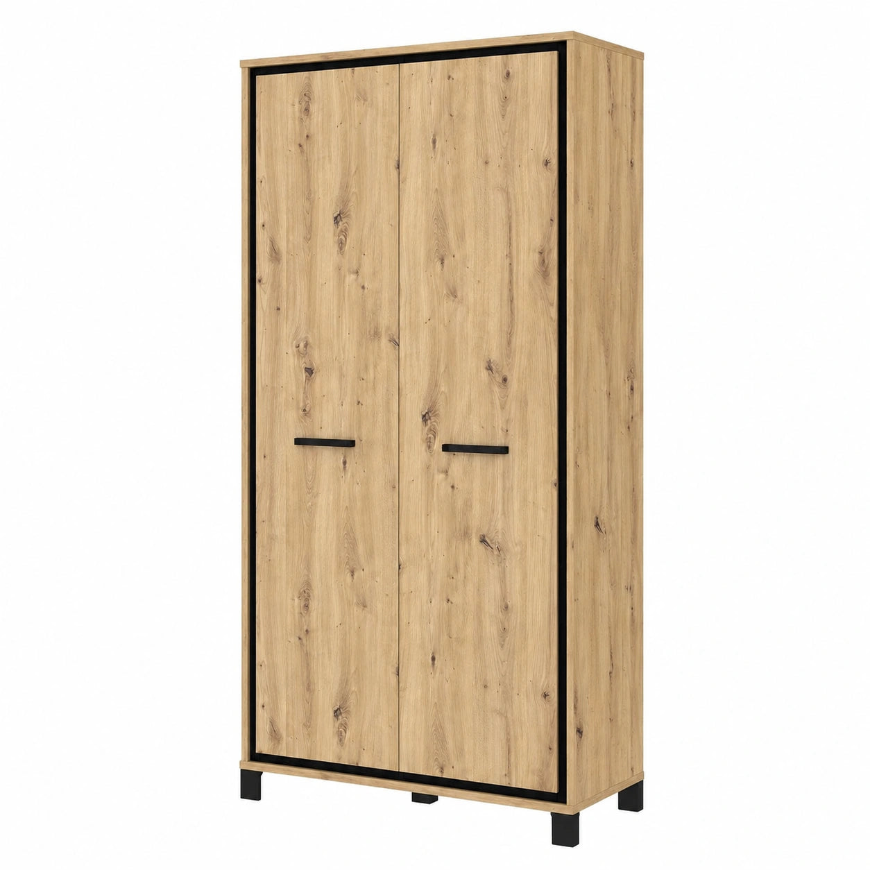 Moderner Kleiderschrank TRONDHEIM, 2-türig, Industrial Design, Artisan Eiche/Schwarz, 99x209x60 cm