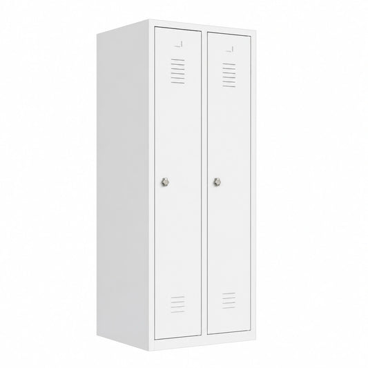 Lüllmann Doppeltüriger Stahl-Kleiderschrank, weiß, 180x60x50 cm, vormontiert