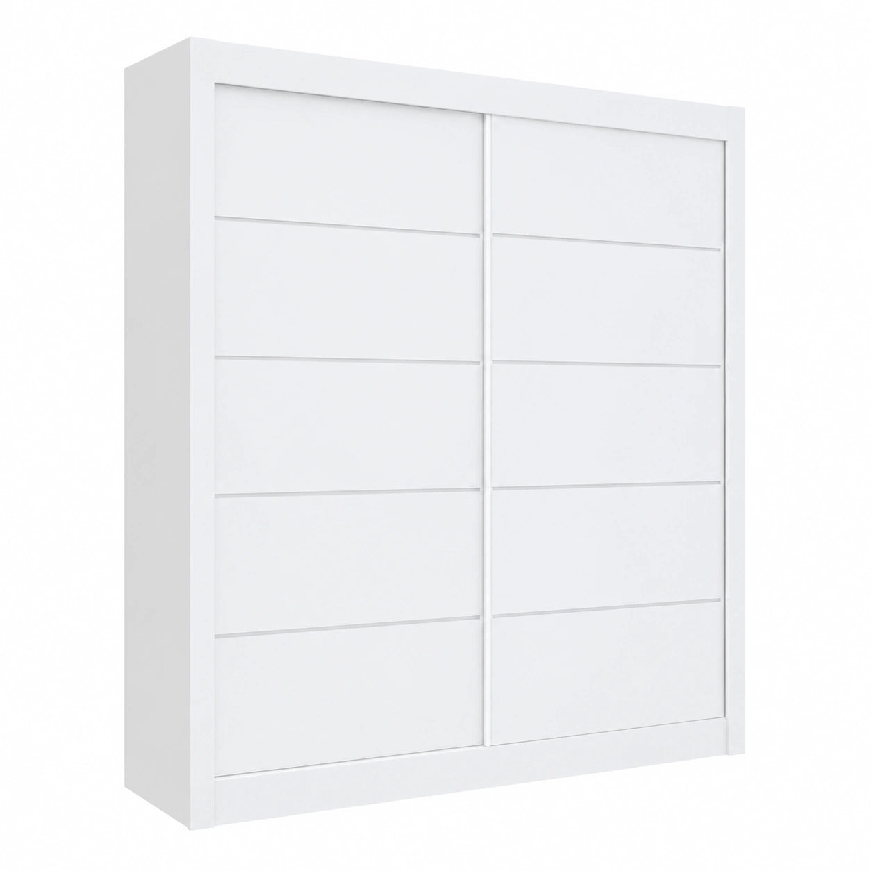 Großzügiger weißer Kleiderschrank mit Schiebetüren, 180x215x58 cm - Ideale Aufbewahrungslösung für Ihr Schlafzimmer