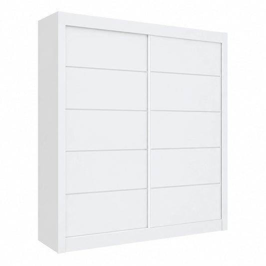 Großzügiger weißer Kleiderschrank mit Schiebetüren, 180x215x58 cm - Ideale Aufbewahrungslösung für Ihr Schlafzimmer