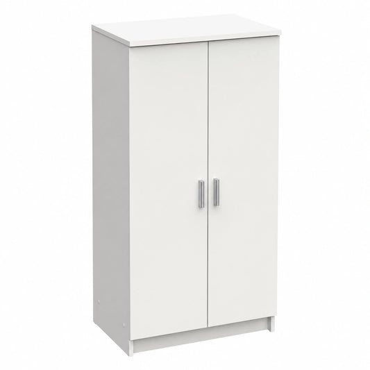 Allzweck-Kleiderschrank 2-türig mit 6 Regalböden, Weiß, 55x108x36 cm