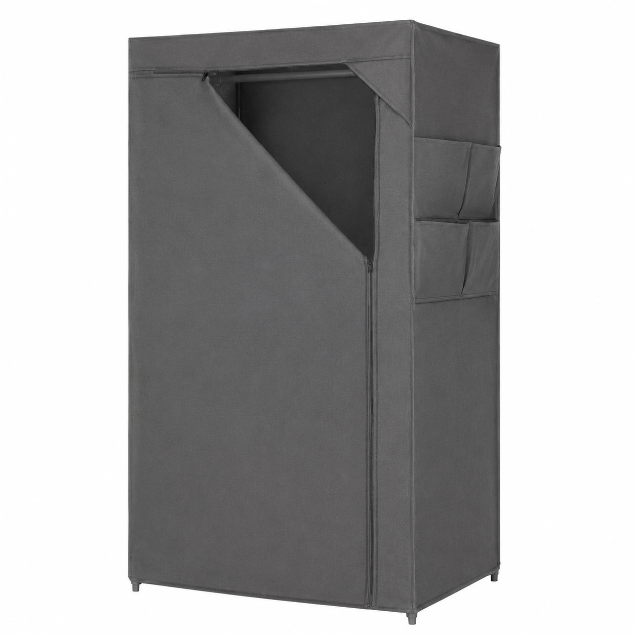 Rayen Kleiderschrank, 79x155x54 cm, Grau, Atmungsaktiv, Metallrahmen, Einfacher Aufbau
