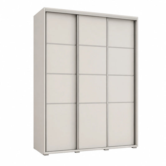 Moderner Kleiderschrank Davos 4 mit Schiebetüren, 150 cm - Weiß/Silber - Inklusive Kleiderstange und Regale