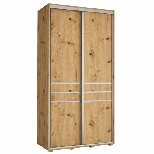 Moderner Schlafzimmer-Schrank mit Schiebetüren, Kleiderstange und Regalen - 235,2x110x45 cm - Artisan Silber
