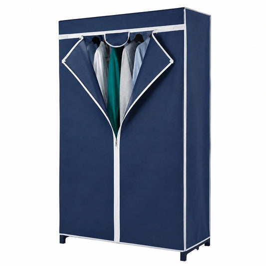 WENKO Stoffschrank Air, atmungsaktive Textilaufbewahrung, robustes Metallgestell, einfacher Aufbau, 75 x 150 x 50 cm, Navy