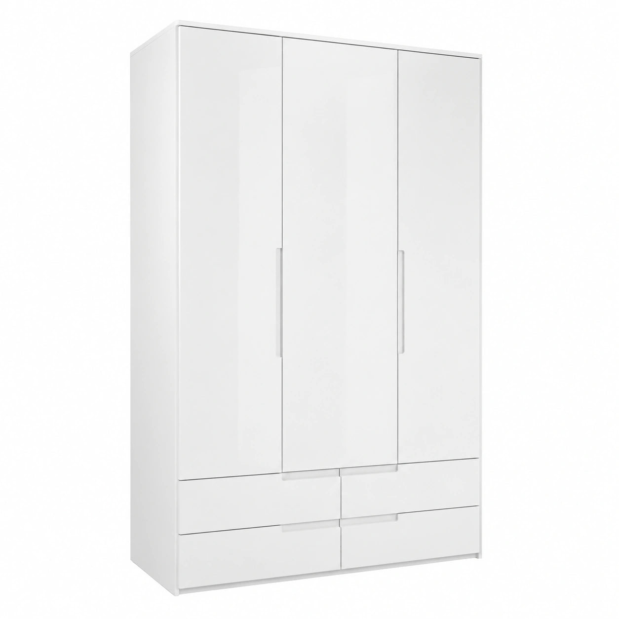 Moderner Drehtürenschrank mit Hochglanz-Optik und großem Stauraum, Weiß, 126x208x57 cm