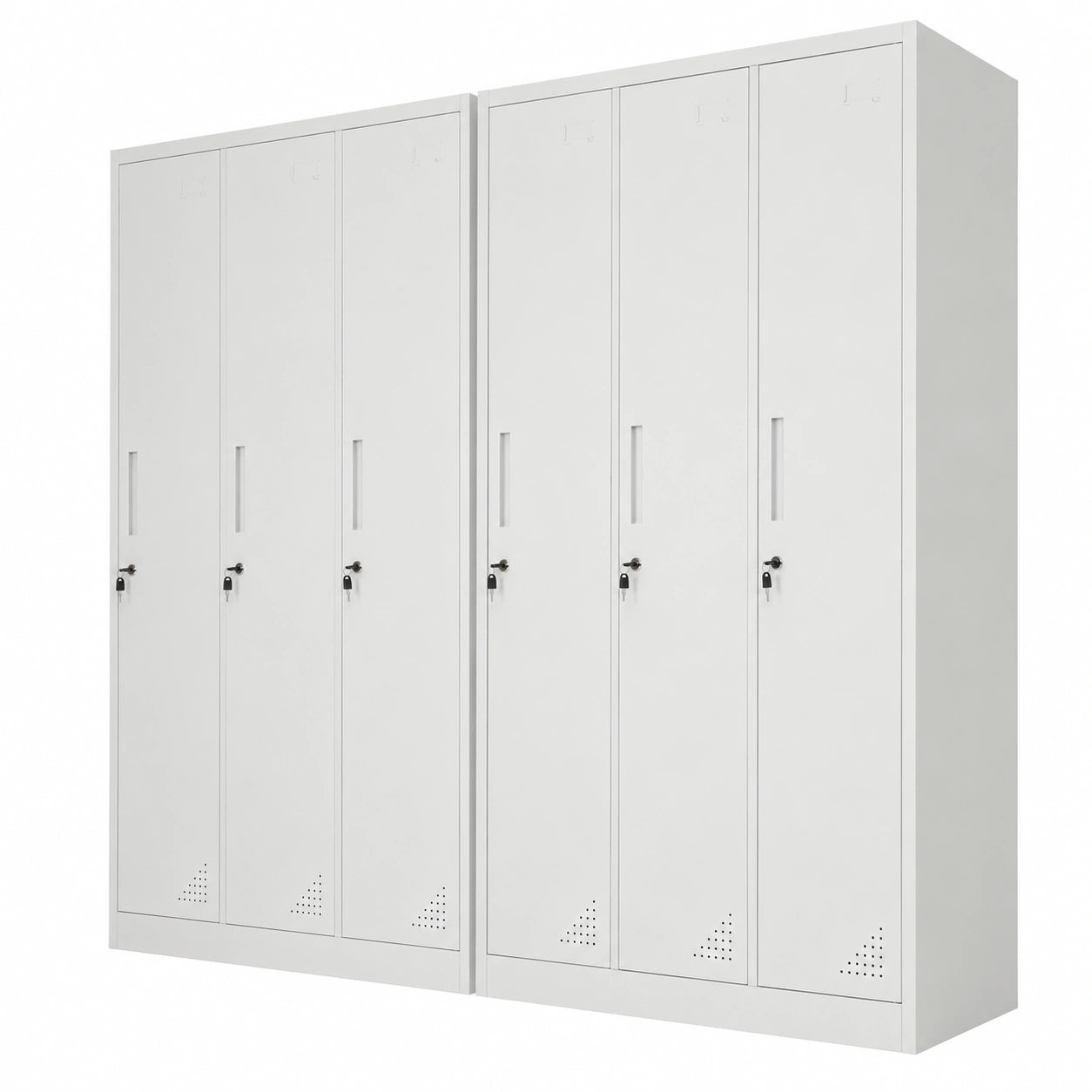 PROREGAL Metall Spindschrank mit 3 Abteilen und Kleiderhaken, 180x90x50cm, Lichtgrau
