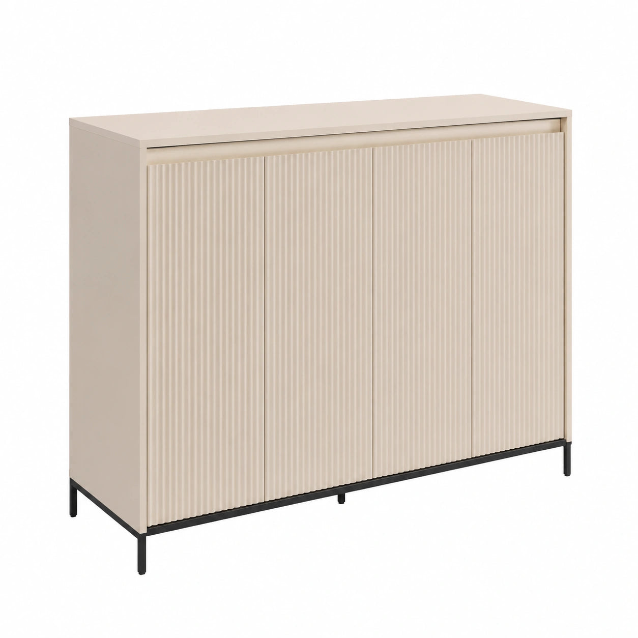 MEBLINI Flurgarderobe Set mit LED Beleuchtung, Beige/Schwarz