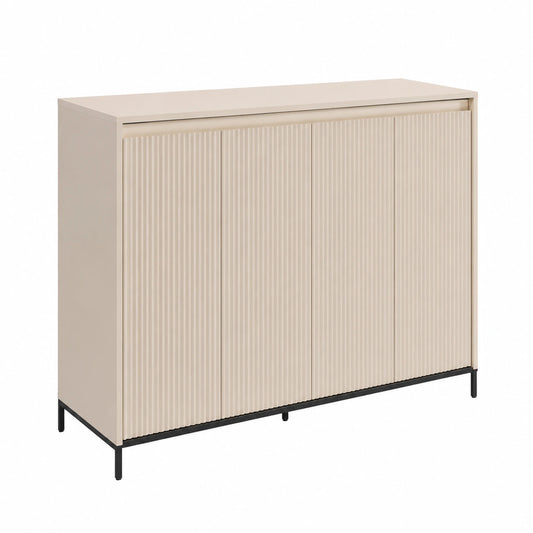 MEBLINI Flurgarderobe Set mit LED Beleuchtung, Beige/Schwarz