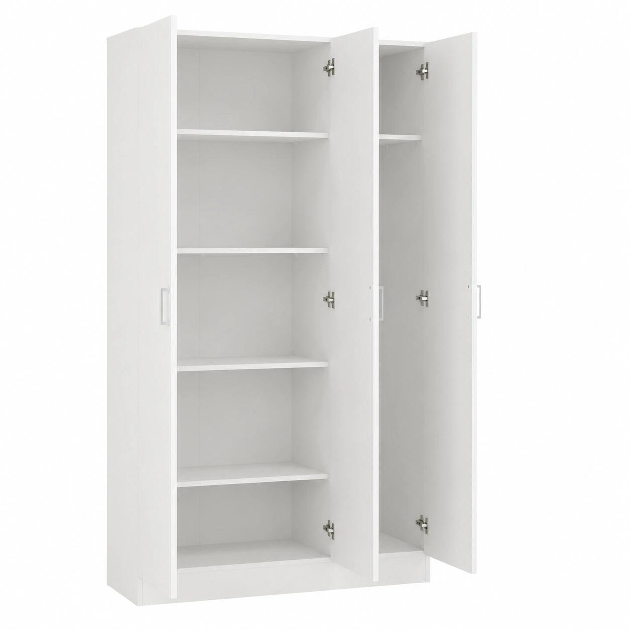 Dmora - Mehrzweckschrank Beaumont, 3-Türer, Weiß, 109x37x180 cm, mit Schuhregal und Besenhalter