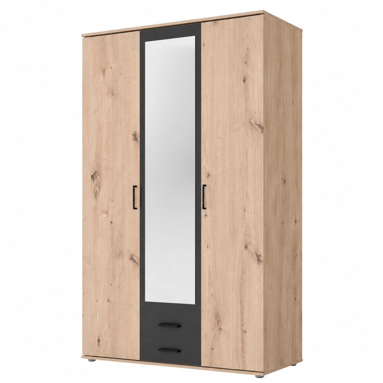 Moderner Kleiderschrank CHICAGO in Eichenoptik mit Anthrazit Akzenten, 120x197x54 cm