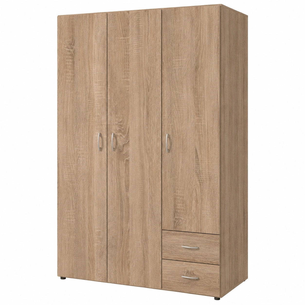 Stella Trading BASE Modern Kleiderschrank mit Drehtüren, Eiche Sonoma Dekor, Verschiedene Größen