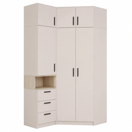Gustavo Eckkleiderschrank-Set mit 40 cm Erweiterung, Regal & Kleiderschrank für Schlafzimmer