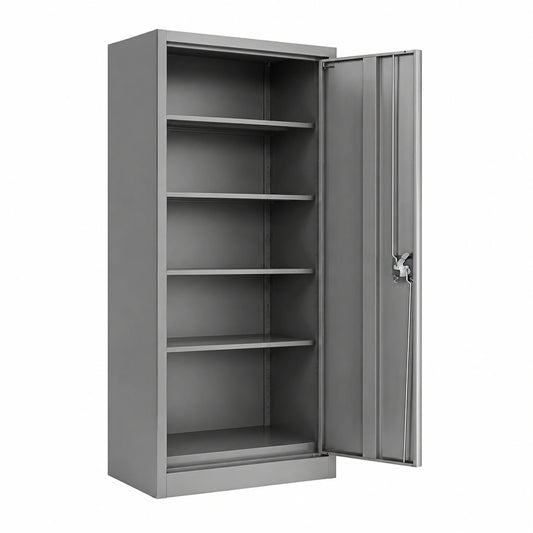 KESSER® Stahlschrank mit Flügeltüren, abschließbar, 180x60x40cm, höhenverstellbare Böden
