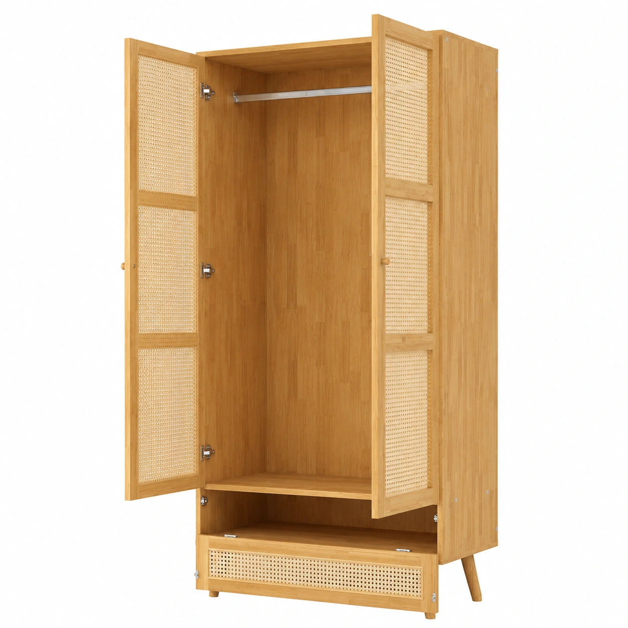 Moderner Kleiderschrank mit Rattandesign und Klappfächern für Wohnzimmer